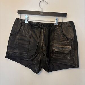 Express Dark Leather Women Cargo Shorts